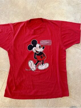 Disney Red Mickey Mouse Graphic Short Sleeve Tee